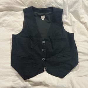 Black Button linen Vest